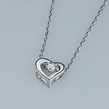 14K White Gold Pendant with 1 Round-Cut Lab-Created Diamond 0.067 CT.TW