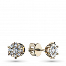 14K Yellow Gold Earring Studs with 18 Round-Cut Lab-Created Diamonds 0.591 CT.TW