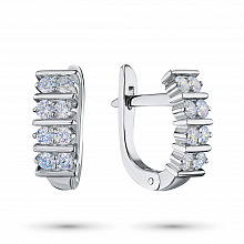 White Gold Earrings with 16 Round-Cut Diamonds 0.62 CT.TW