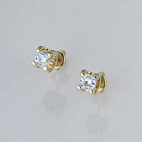 Yellow Gold Earring Studs with 2 Round-Cut Lab-Created Diamonds 2 CT.TW - изображение 3