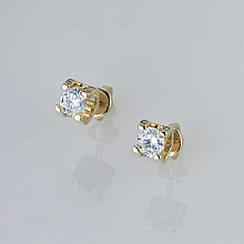 14K Yellow Gold Earring Studs with 2 Round-Cut Lab-Created Diamonds 0.916 CT.TW