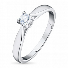 Sterling Silver Ring with 1 Round-Cut Lab-Created Diamond 0.247 CT.TW