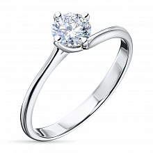 14K White Gold Ring with 1 Round-Cut Lab-Created Diamond 0.32 CT.TW