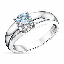 14K White Gold Ring with 1 Round-Cut Lab-Created Diamond 0.757 CT.TW