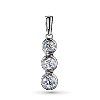 14K White Gold Pendant with 3 Round-Cut Lab-Created Diamonds 0.567 CT.TW - изображение 1