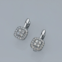 Sterling Silver Earrings with 40 Round-Cut Lab-Created Diamonds 0.464 CT.TW