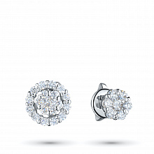 White Gold Earring Studs with 38 Round-Cut Diamonds 0.576 CT.TW