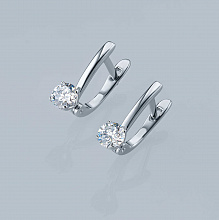 14K White Gold Earrings with 2 Round-Cut Lab-Created Diamonds 0.74 CT.TW