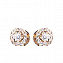 14K Rose Gold Earring Studs with 32 Round-Cut Lab-Created Diamonds 0.53 CT.TW