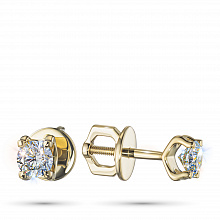 14K Yellow Gold Earring Studs with 2 Round-Cut Lab-Created Diamonds 0.517 CT.TW