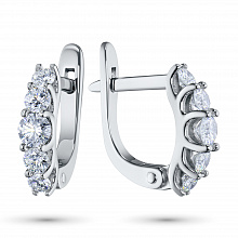 14K White Gold Earrings with 10 Round-Cut Lab-Created Diamonds 0.889 CT.TW