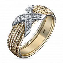 14K White and Yellow Gold Ring with 10 Round-Cut Lab-Created Diamonds 0.091 CT.TW