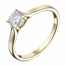 14K Yellow Gold Ring with 1 Round-Cut Lab-Created Diamond 0.614 CT.TW