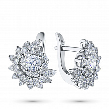 14K White Gold Earrings with 66 Round-Cut Lab-Created Diamonds 0.917 CT.TW
