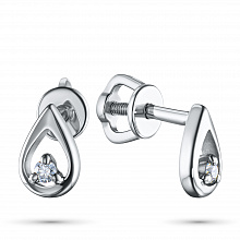 14K White Gold Earring Studs with 2 Round-Cut Lab-Created Diamonds 0.065 CT.TW