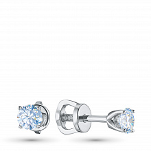 Sterling Silver Earring Studs with 2 Round-Cut Lab-Created Diamonds 0.447 CT.TW