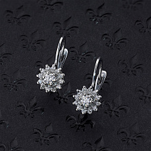 14K White Gold Earrings with 26 Round-Cut Lab-Created Diamonds 0.694 CT.TW