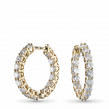 14K Yellow Gold Earrings with 30 Round-Cut Lab-Created Diamonds 4.478 CT.TW