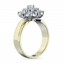 14K White and Yellow Gold Ring with 17 Round-Cut Lab-Created Diamonds 0.854 CT.TW