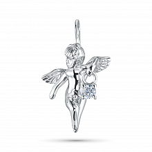 Sterling Silver Pendant with 1 Round-Cut Lab-Created Diamond 0.076 CT.TW