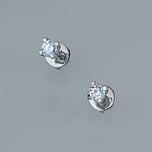 14K White Gold Earring Studs with 2 Round-Cut Lab-Created Diamonds 0.477 CT.TW
