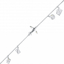 Sterling Silver Bracelet with 4 Round-Cut Lab-Created Diamonds 0.033 CT.TW