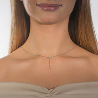 Sterling Silver Necklace with 2 Round-Cut Lab-Created Diamonds 0.219 CT.TW - изображение 5