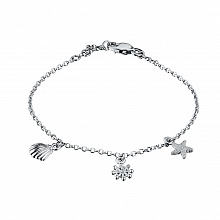 Sterling Silver Bracelet with 2 Round-Cut Diamonds 0.01 CT.TW