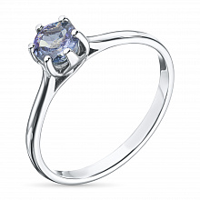 Sterling Silver Ring with 1 Round-Cut Tanzanite 0.475 CT.TW