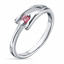 Sterling Silver Ring with 1 Round-Cut Lab-Created Diamond 0.086 CT.TW
