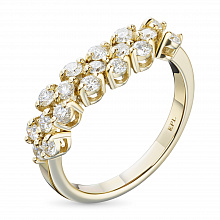 14K Yellow Gold Ring with 18 Round-Cut Lab-Created Diamonds 0.732 CT.TW
