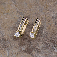 14K Yellow Gold Earrings with 14 Round-Cut Lab-Created Diamonds 0.588 CT.TW