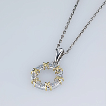 14K White and Yellow Gold Pendant with 12 Round-Cut Lab-Created Diamonds 0.121 CT.TW