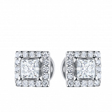 14K White Gold Earring Studs with 34 Round-Cut Lab-Created Diamonds 0.565 CT.TW