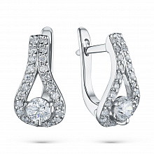 14K White Gold Earrings with 48 Round-Cut Lab-Created Diamonds 1.534 CT.TW