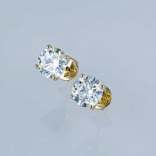 14K Yellow Gold Earring Studs with 2 Round-Cut Lab-Created Diamonds 4.12 CT.TW