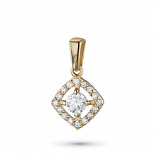 14K Yellow Gold Pendant with 17 Round-Cut Lab-Created Diamonds 0.367 CT.TW