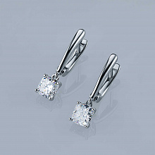 14K White Gold Earrings with 2 Cushion-Cut Lab-Created Diamonds 2.092 CT.TW