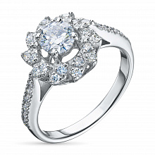 14K White Gold Ring with 33 Round-Cut Lab-Created Diamonds 0.882 CT.TW