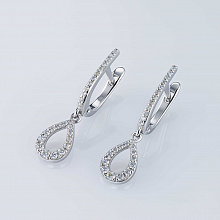 14K White Gold Earrings with 52 Round-Cut Lab-Created Diamonds 0.315 CT.TW