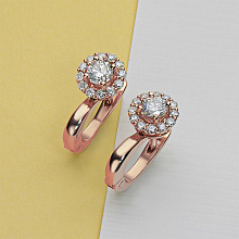 14K Rose Gold Earrings with 26 Round-Cut Lab-Created Diamonds 0.945 CT.TW