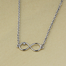 Sterling Silver Necklace with 1 Round-Cut Diamond 0.006 CT.TW