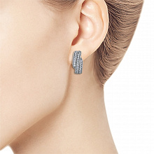 14K White Gold Earrings with 46 Round-Cut Lab-Created Diamonds 0.593 CT.TW