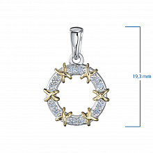 14K White and Yellow Gold Pendant with 12 Round-Cut Lab-Created Diamonds 0.121 CT.TW