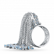 Sterling Silver Ring with 61 Round-Cut Topazes 6.3 CT.TW