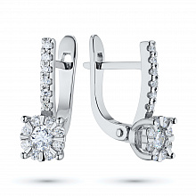 14K White Gold Earrings with 30 Round-Cut Lab-Created Diamonds 0.63 CT.TW
