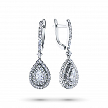 14K White Gold Earrings with 114 Round-Cut Lab-Created Diamonds 1.072 CT.TW