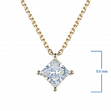 14K Yellow Gold Necklace with 1 Princess-Cut Lab-Created Diamond 1.1 CT.TW