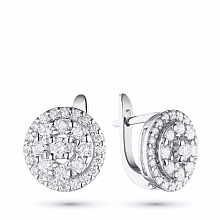 White Gold Earrings with 58 Round-Cut Lab-Created Diamonds 1.36 CT.TW