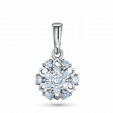 14K White Gold Pendant with 13 Round-Cut Lab-Created Diamonds 0.297 CT.TW